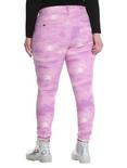 Blackheart Pastel Pink Galaxy Print Super Skinny Jeans Plus Size, , alternate