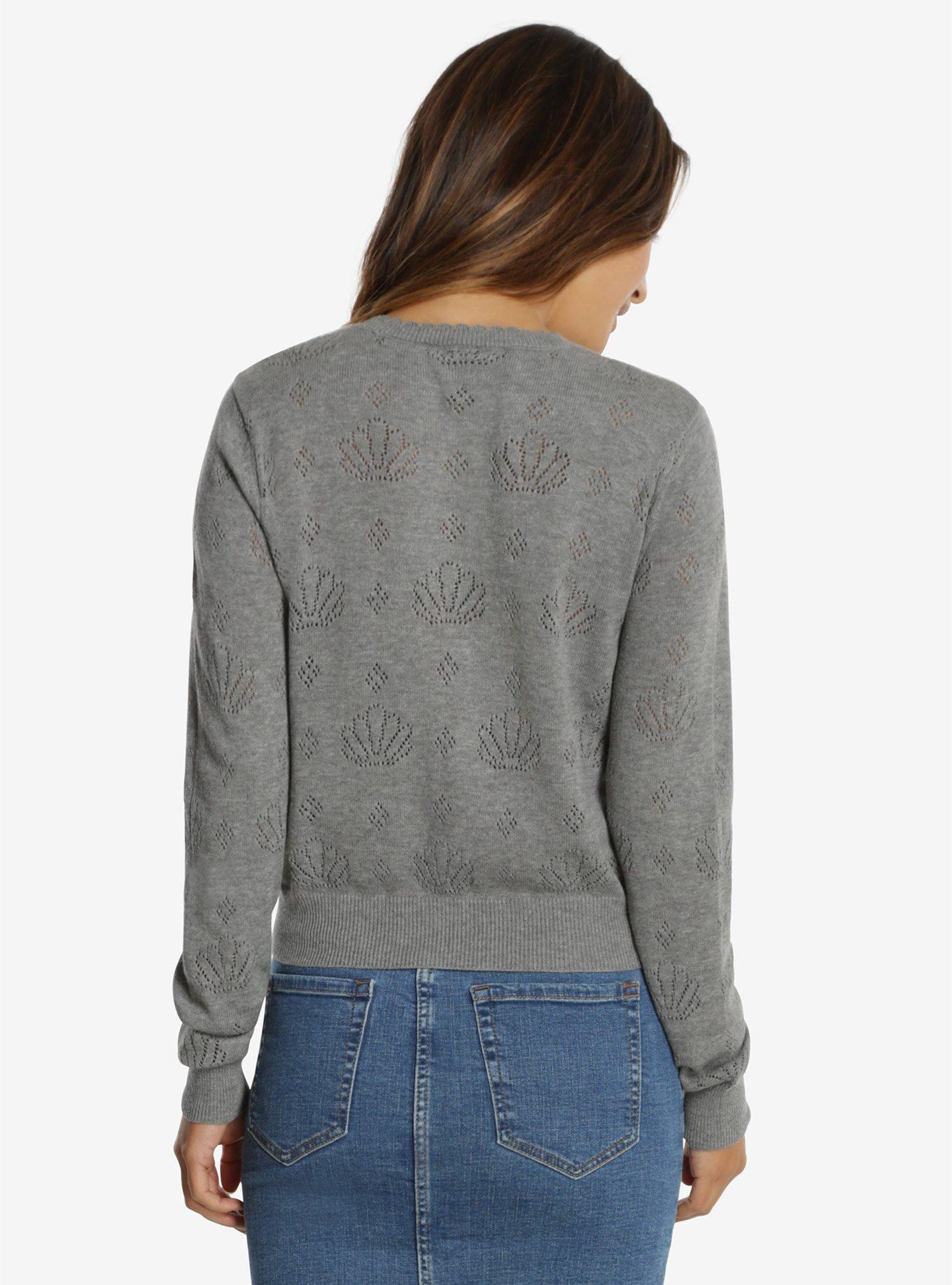Disney The Little Mermaid Ariel Grey Pointelle Cardigan, , alternate