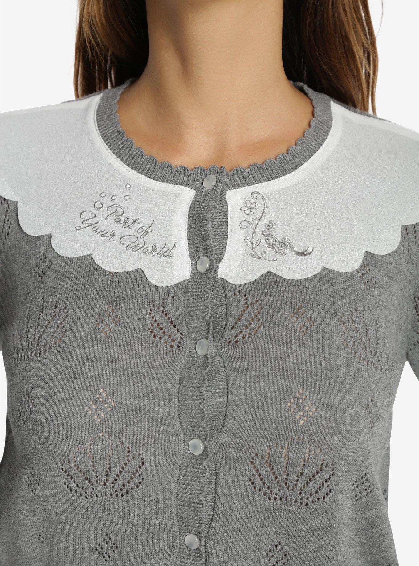 Disney The Little Mermaid Ariel Grey Pointelle Cardigan, , alternate