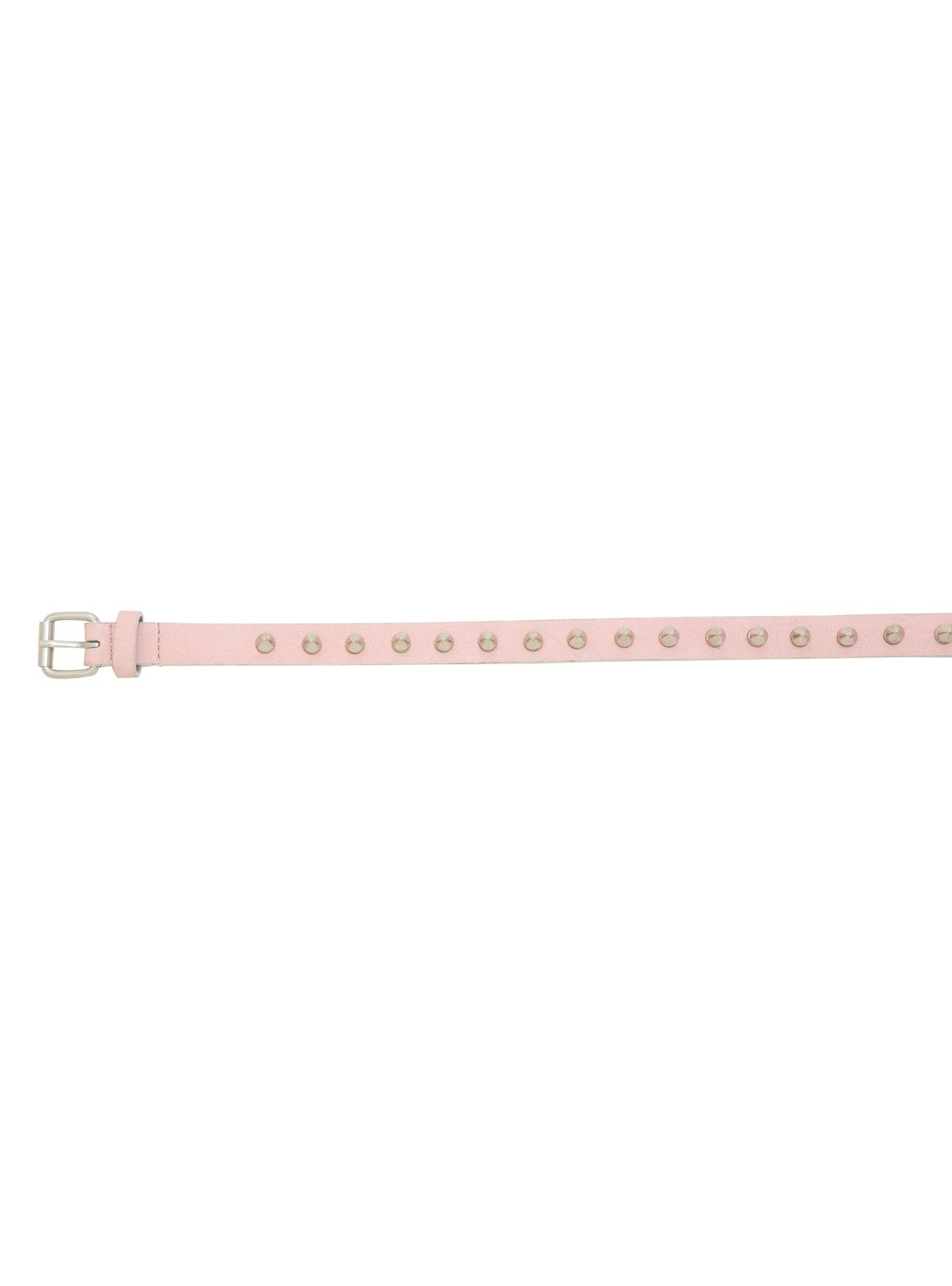 Plus Size Pink Faux Leather Spike Belt, , alternate