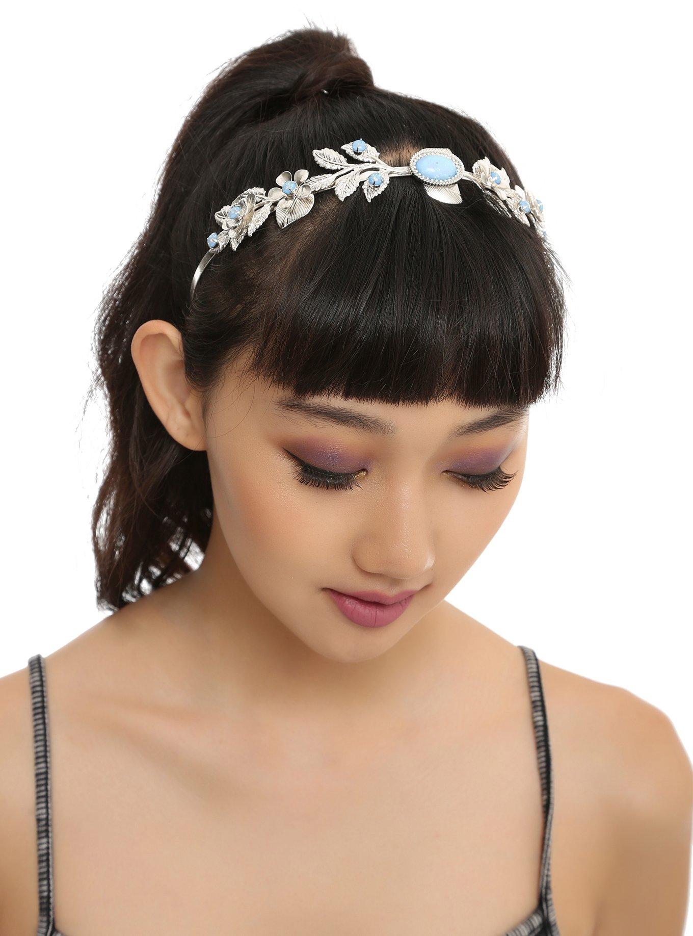 Metal Filagree Opal Floral Headband, , alternate