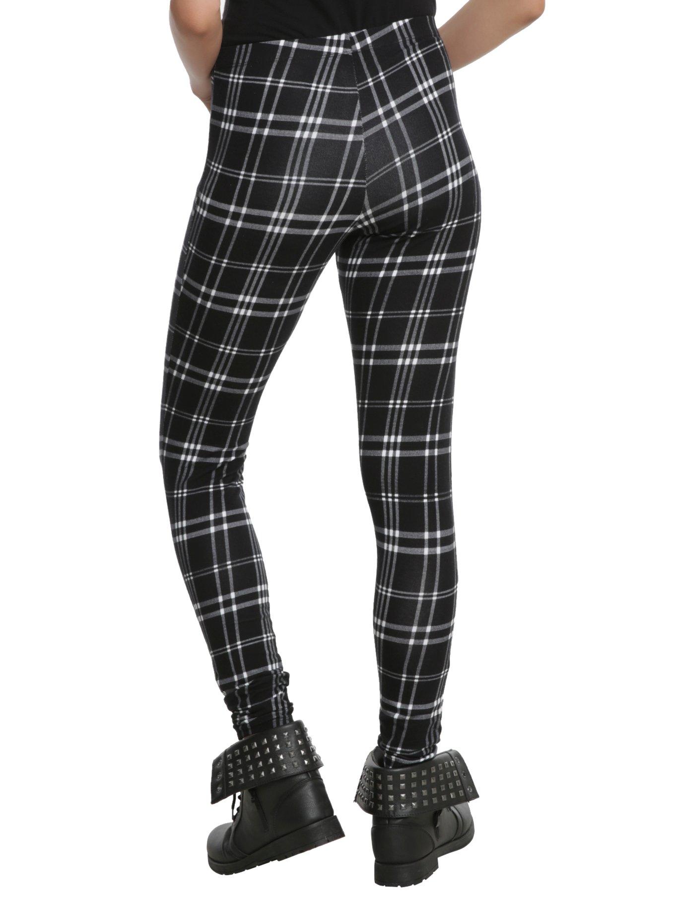 Blackheart Black & White Plaid Leggings, , alternate