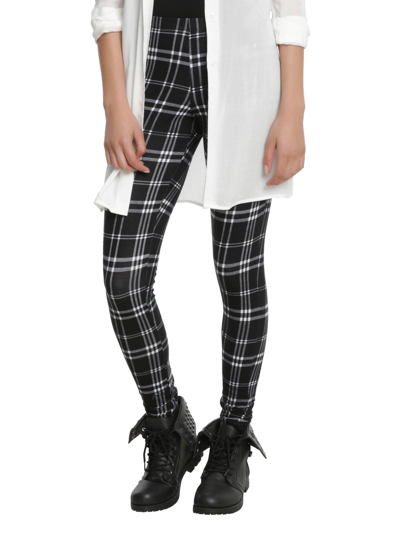 Blackheart Black & White Plaid Leggings, , alternate