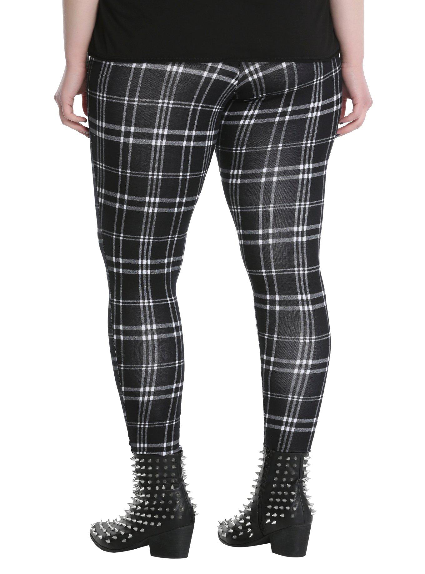 Blackheart Black & White Plaid Leggings Plus Size, , alternate