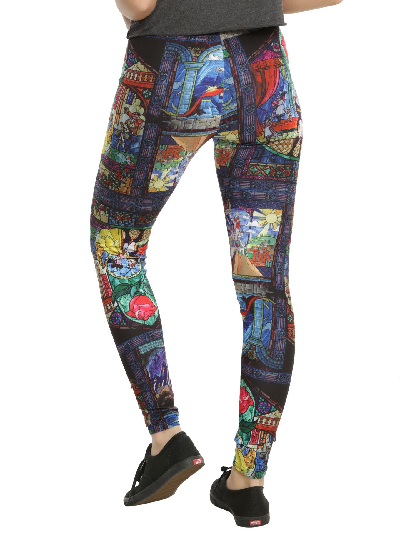 Disney Beauty And The Beast Stained Glass Leggings, , alternate