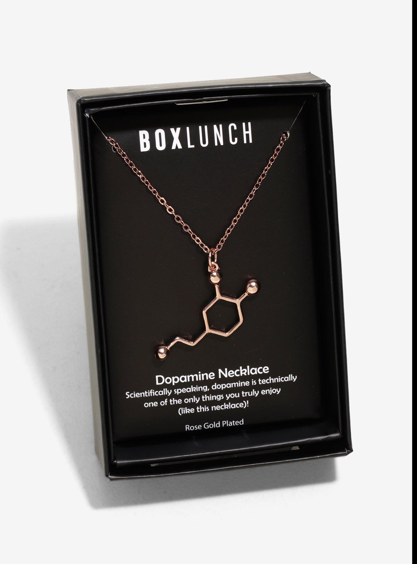 Dopamine Molecular Structure Rose Gold Plated  Necklace, , alternate