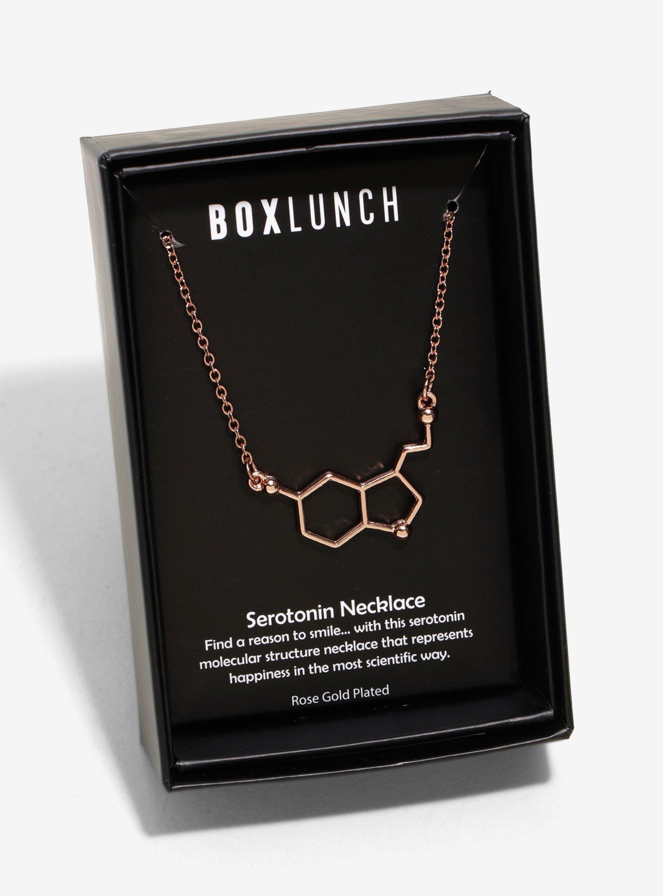 Serotonin Molecular Structure Rose Gold Plated Necklace, , alternate