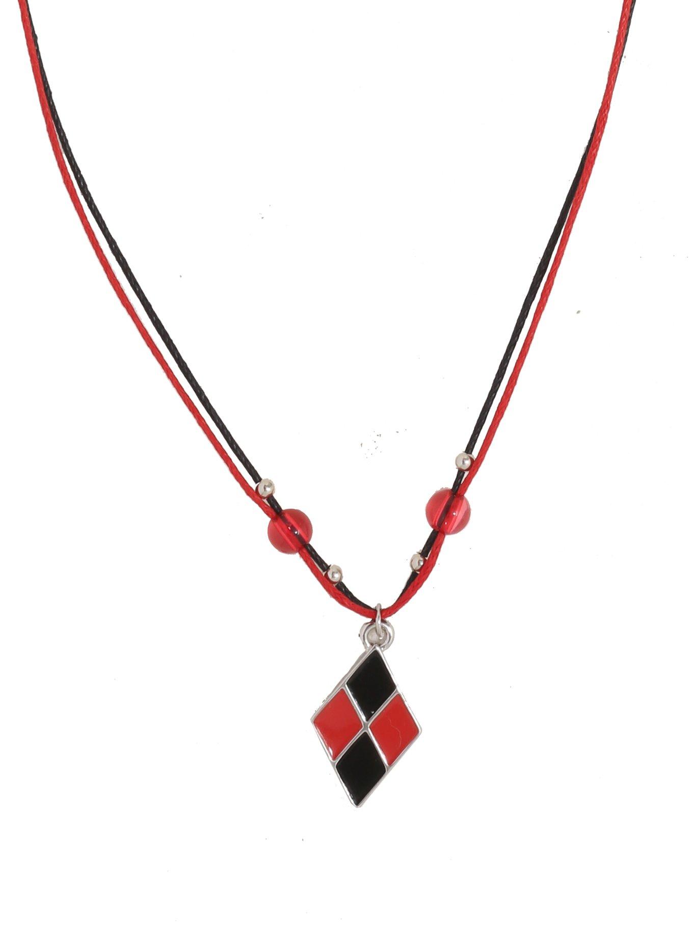 DC Comics Batman Harley Quinn Diamond Cord Necklace, , alternate