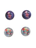 Disney Alice In Wonderland Cheshire Cat & Flowers Fabric Button Earrings Set, , alternate