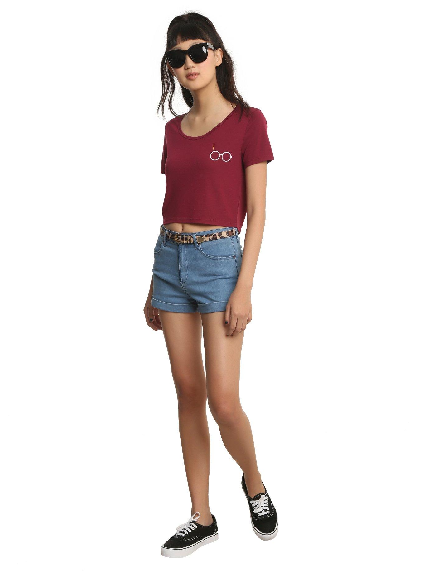 Harry Potter Glasses Girls Crop Top, , alternate