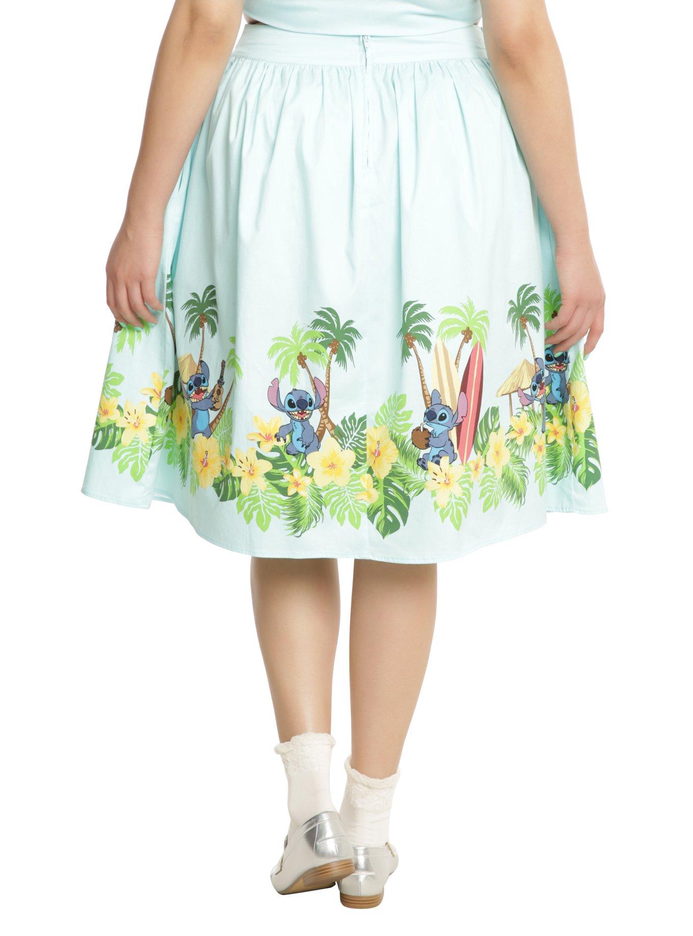 Disney Lilo & Stitch Border Print Retro Circle Skirt Plus Size, , alternate