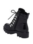Black Buckle Short Lace-Up Boots, , alternate