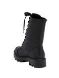 Black Lace-Up Thick Sole Combat Boots, , alternate