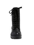 Black Lace-Up Thick Sole Combat Boots, , alternate