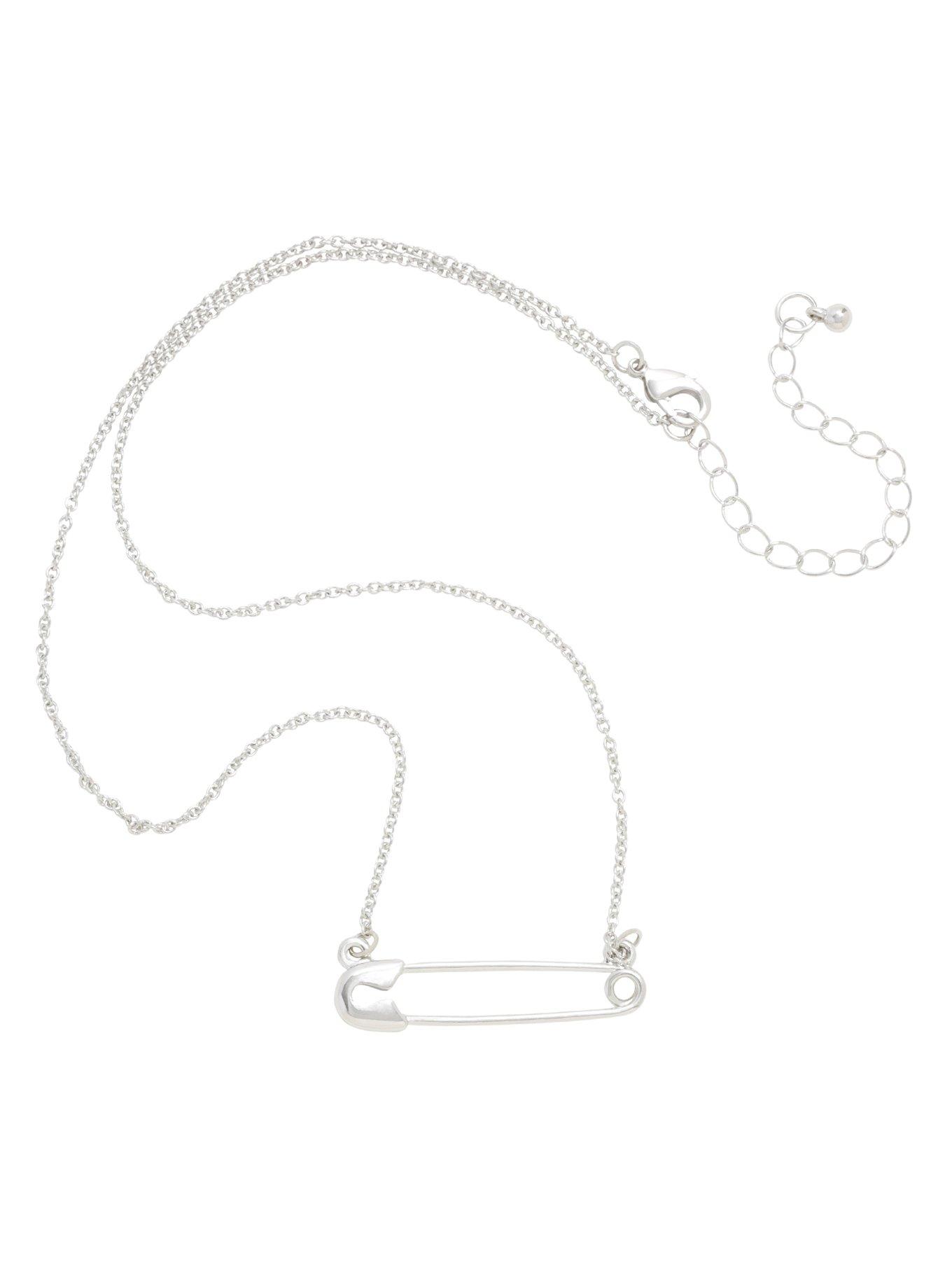 Blackheart Safety Pin Pendant Necklace, , alternate