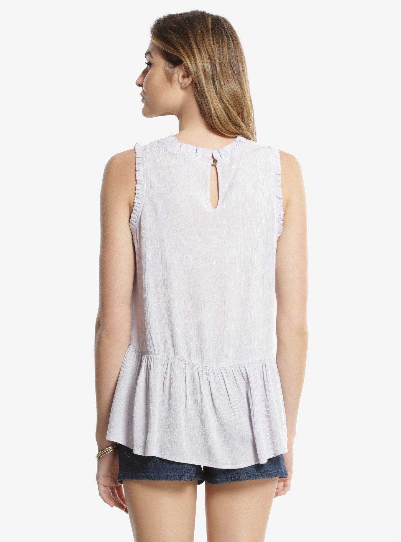 Disney Alice In Wonderland Silhouette Embroidered Womens Peplum Top, , alternate