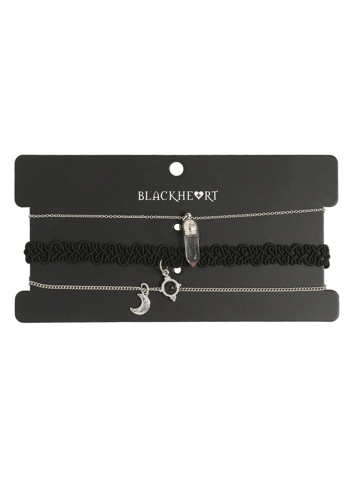 Blackheart Black Tattoo Choker Layered Necklace, , alternate