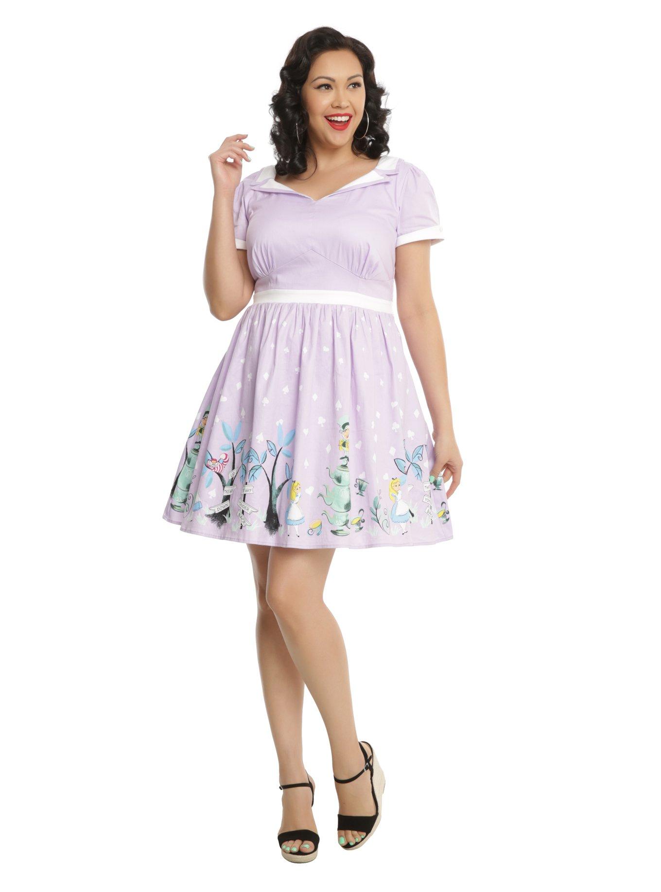 Disney Alice In Wonderland Tea Party Retro Dress Plus Size, , alternate