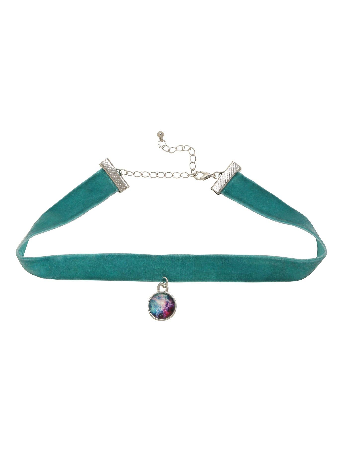 Blackheart Galaxy Teal Velvet Choker, , alternate
