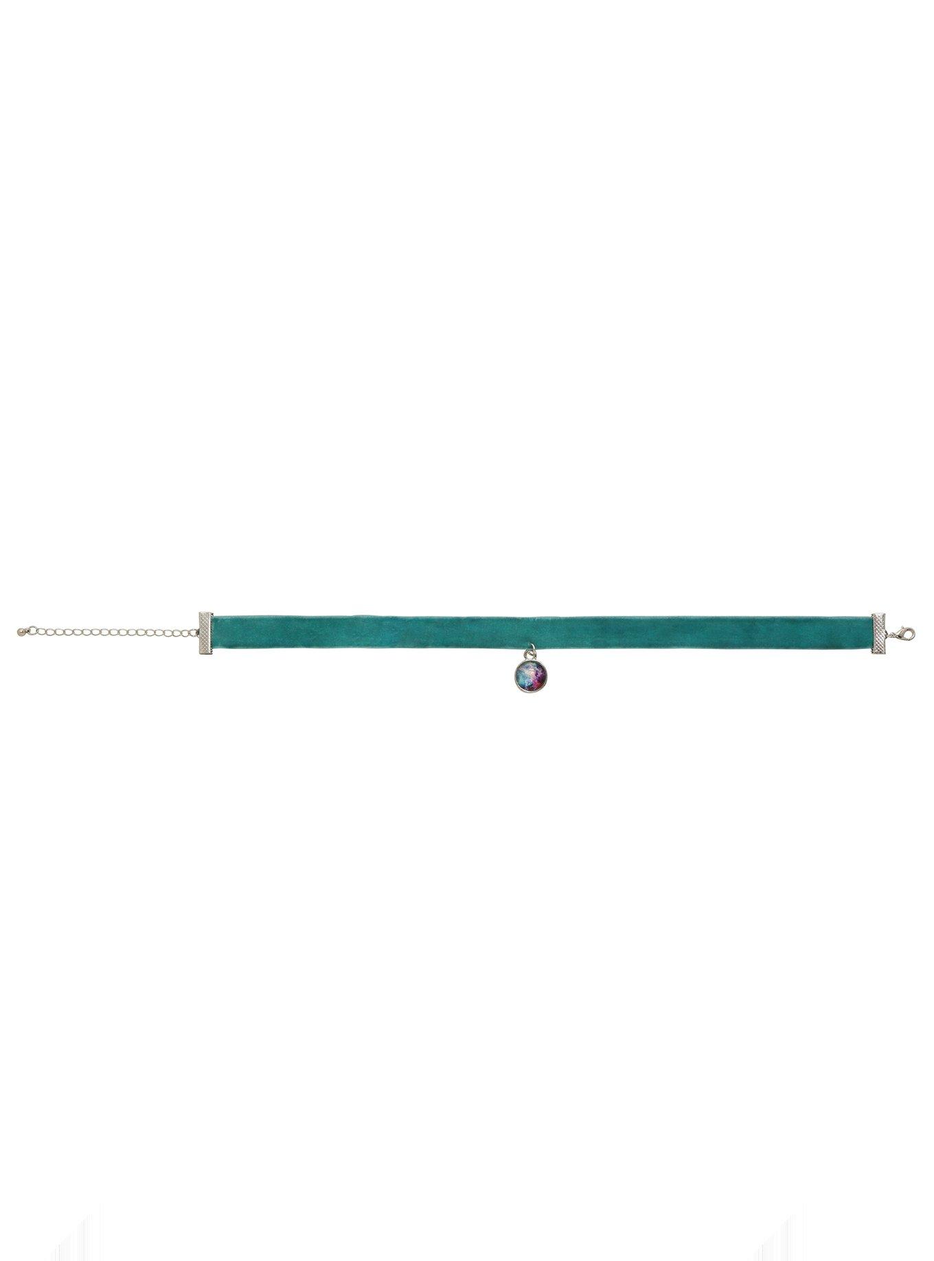 Blackheart Galaxy Teal Velvet Choker, , alternate