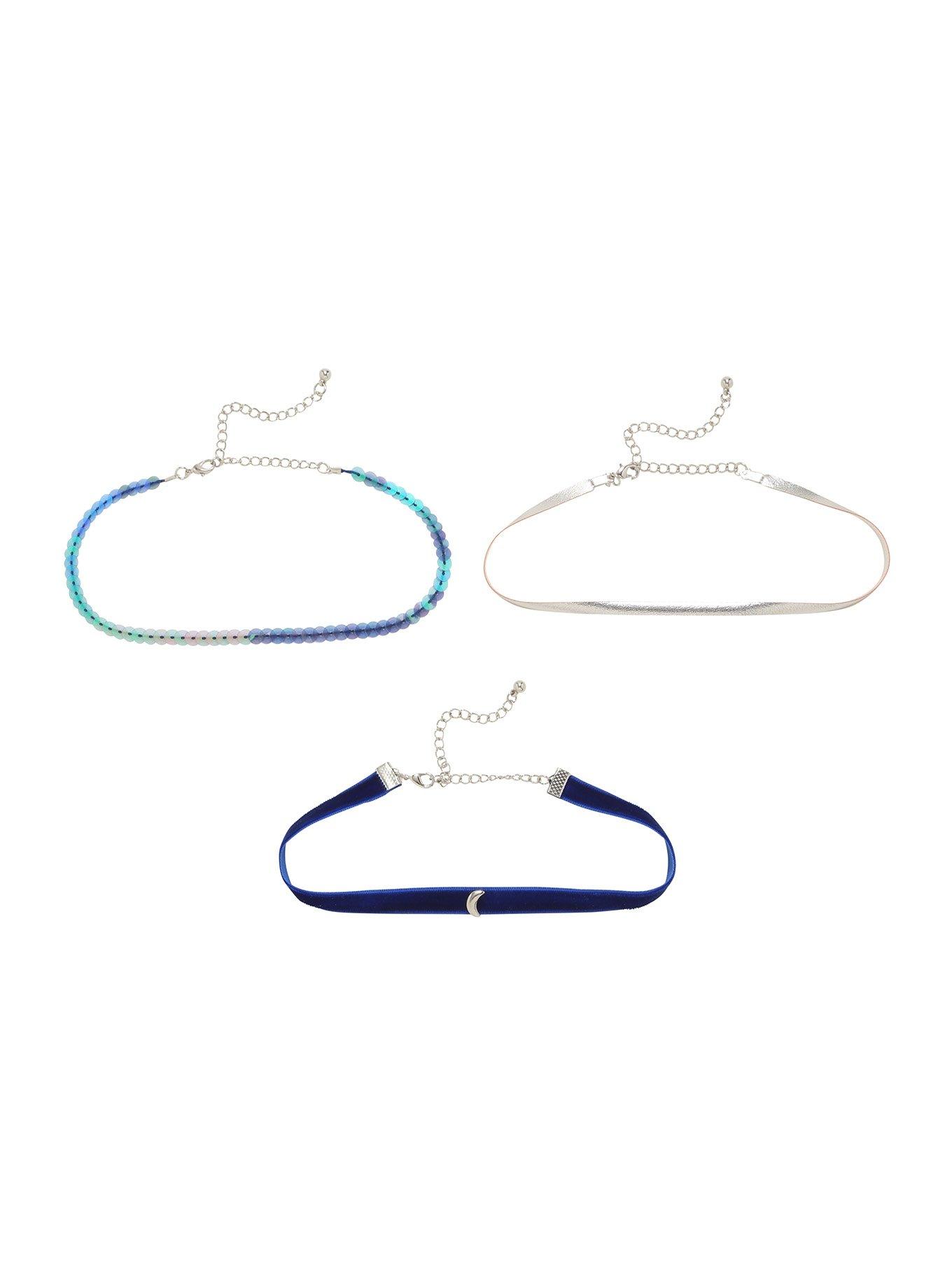 Blackheart Blue Silver & Sequin Choker Set, , alternate