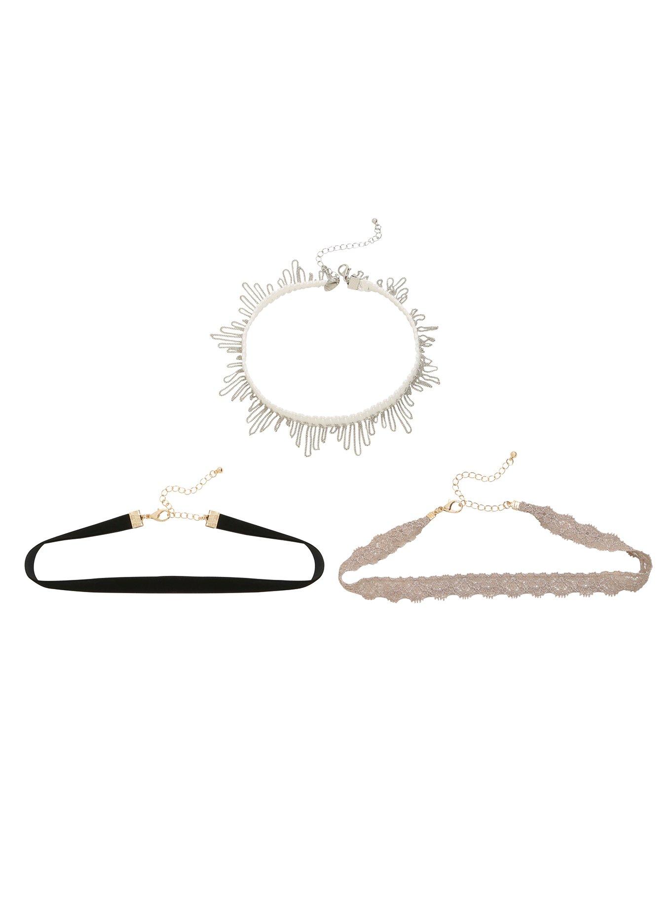 Blackheart Velvet Lace & Thread Choker Set, , alternate