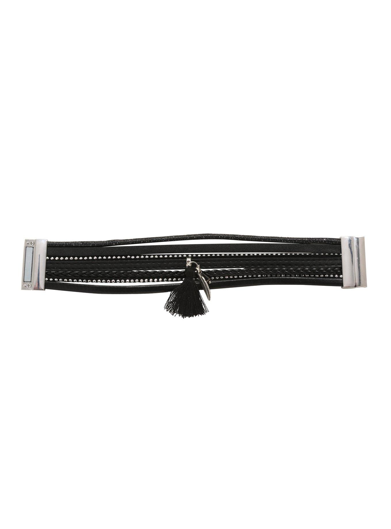 Blackheart Multi-Strand Faux Leather Magnetic Bracelet, , alternate