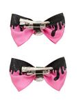 Pink & Black Glitter Drip Dragon Eye Hair Bow Set, , alternate