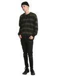 XXX RUDE Olive Striped French Terry Hoodie, , alternate