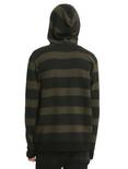 XXX RUDE Olive Striped French Terry Hoodie, , alternate