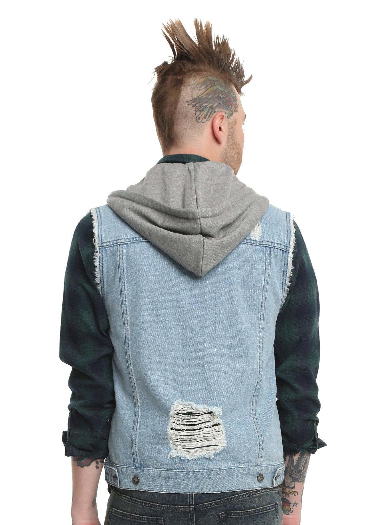 XXX RUDE Hooded Denim Vest, , alternate