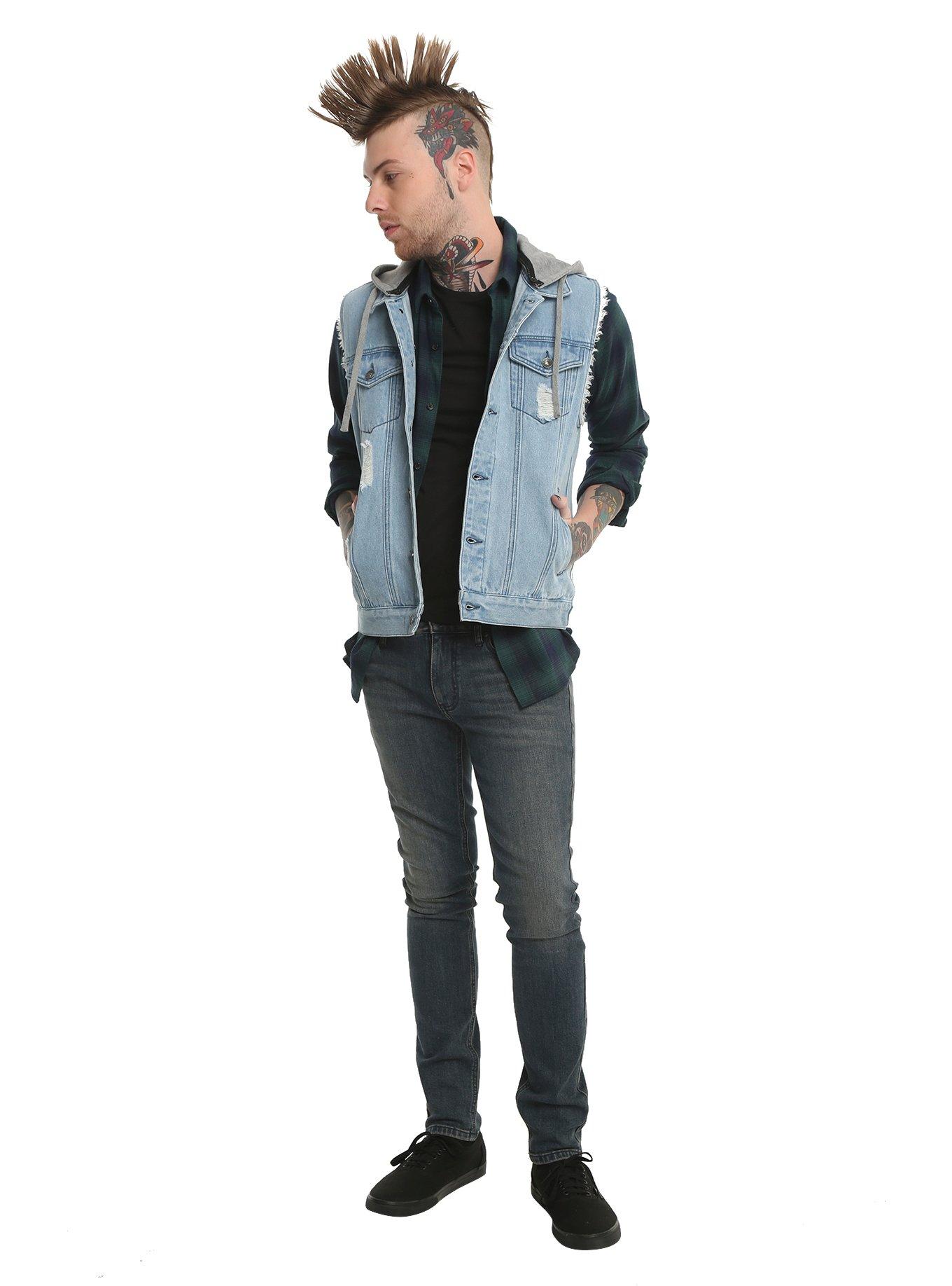 XXX RUDE Hooded Denim Vest, , alternate
