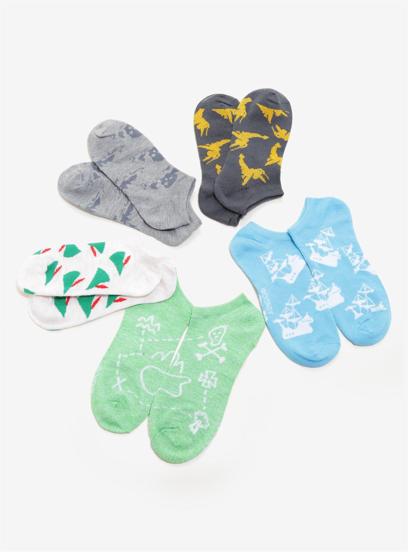 Disney Peter Pan Toss Print No-Show Socks 5 Pair, , alternate