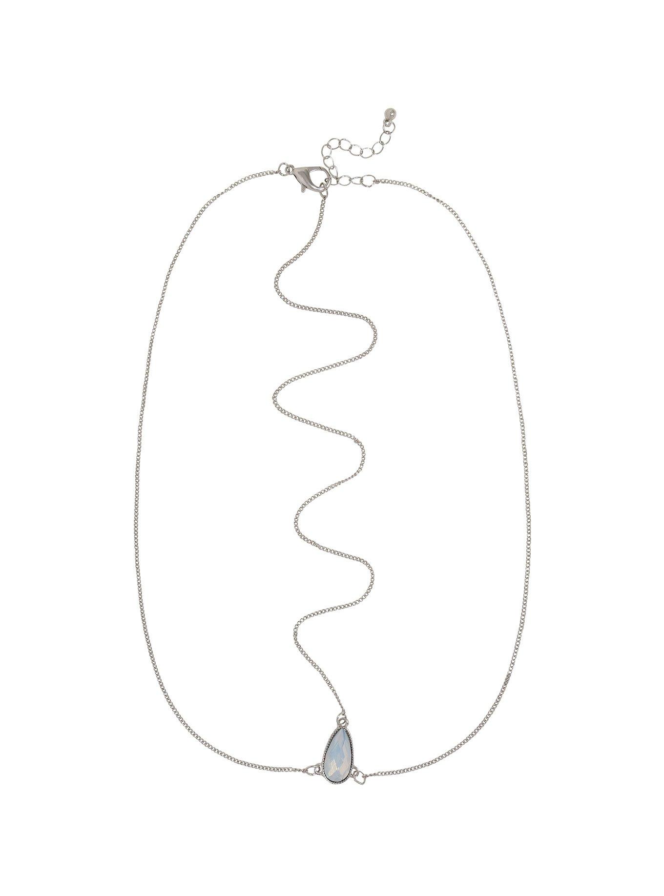 White Teardrop Stone Head Chain, , alternate
