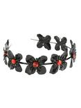 Blackheart Black Flower Gem Headband, , alternate