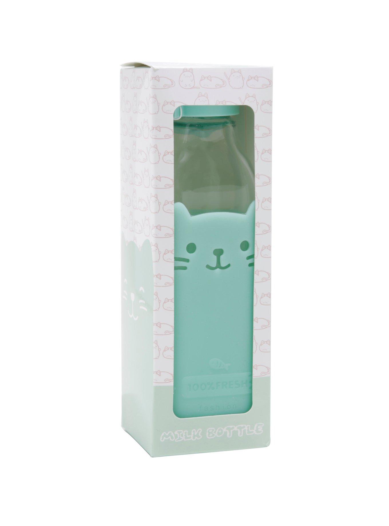 Mint Kitty Glass Milk Bottle, , alternate