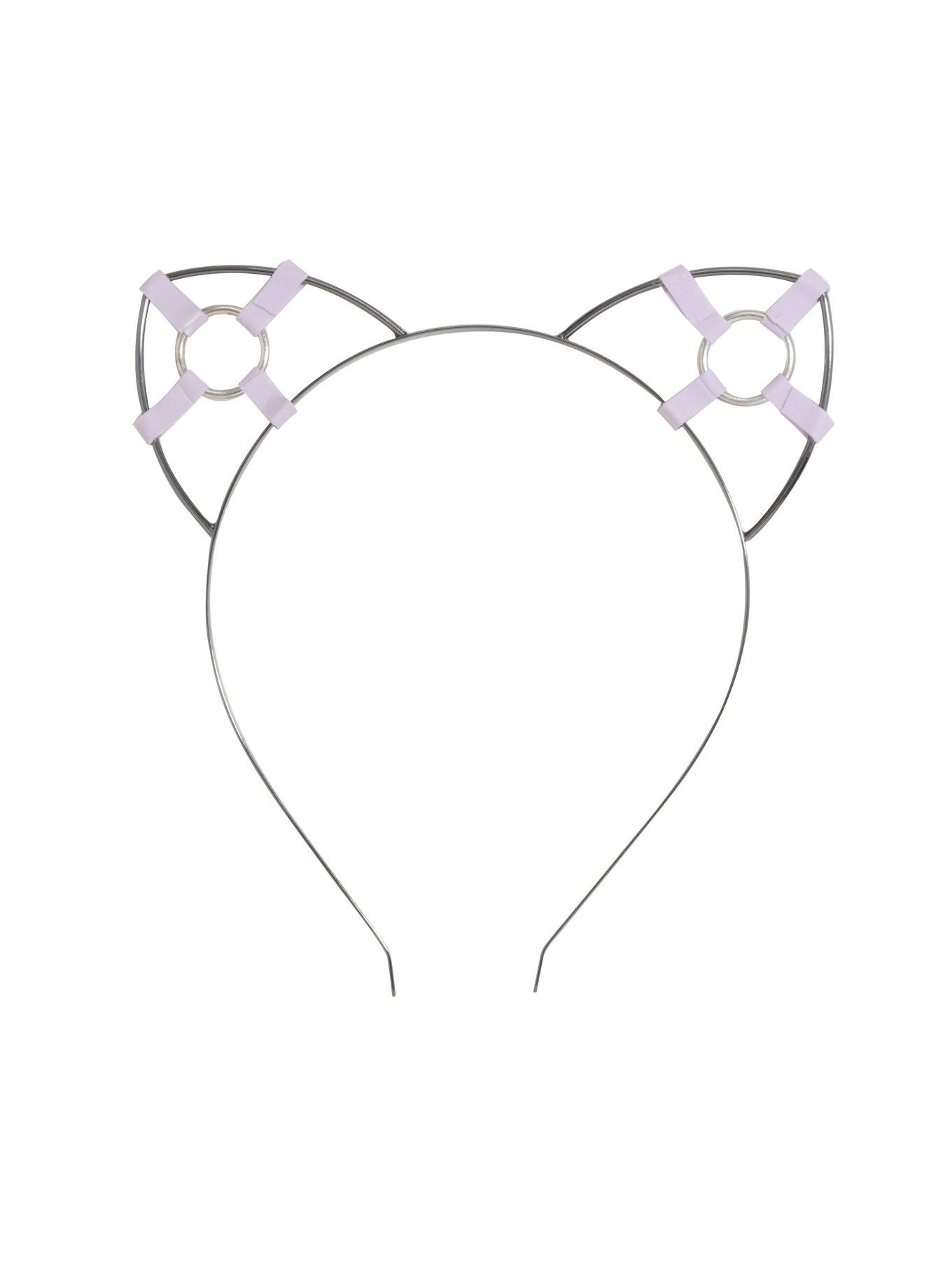 Faux Leather O-Ring Cat Ear Headband, , alternate