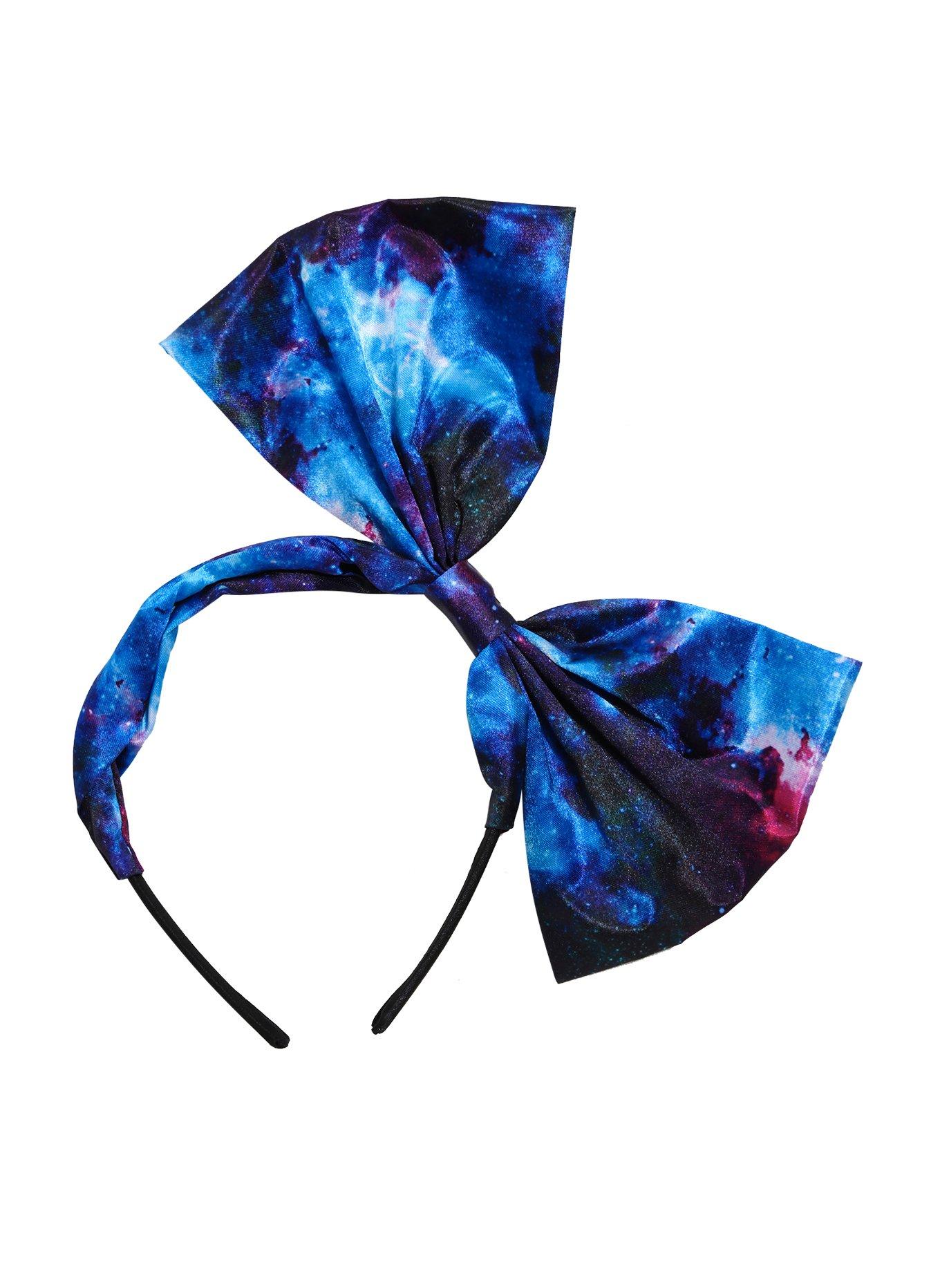 Large Galaxy Print Bow Headband, , alternate