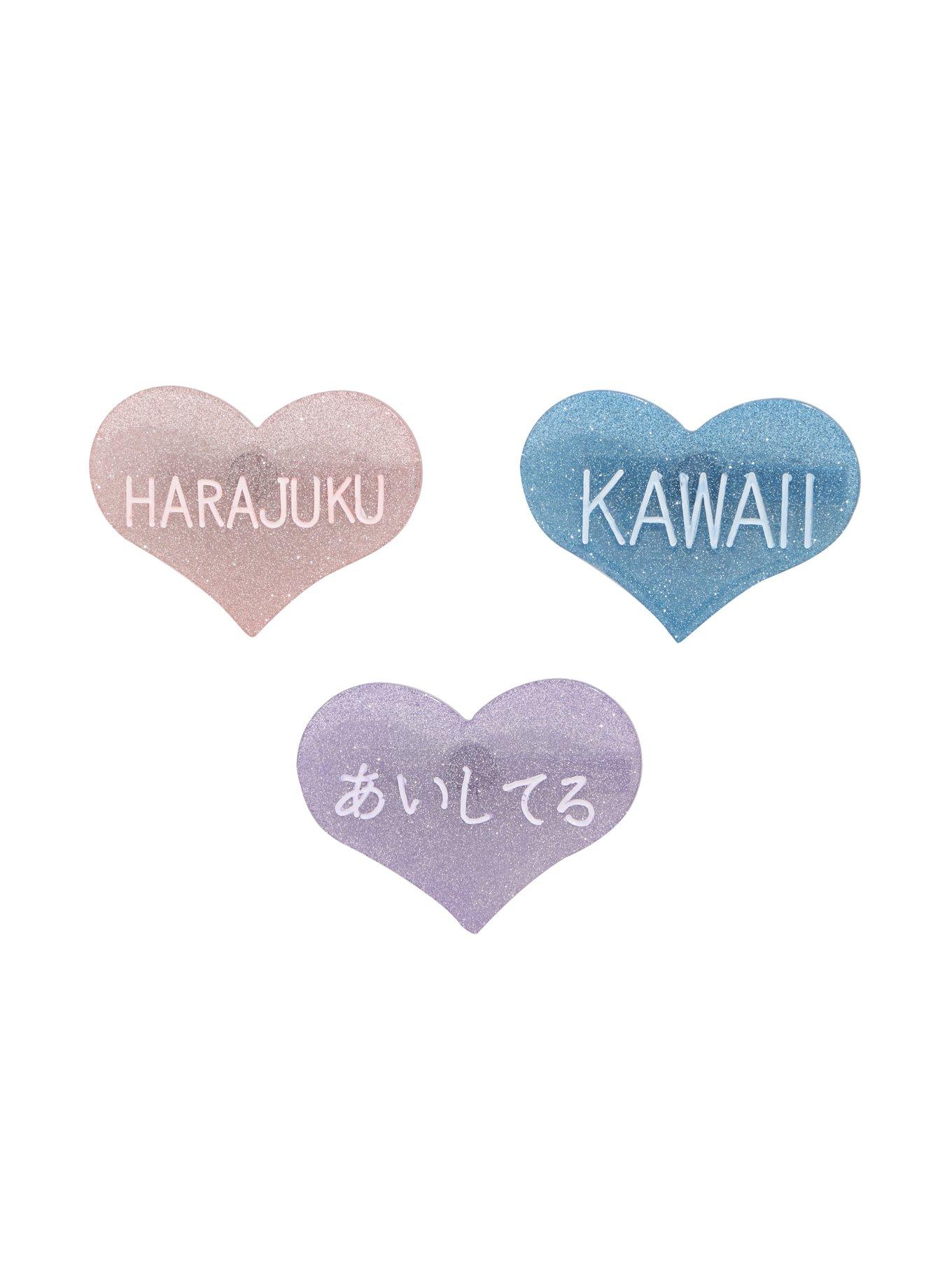 Blackheart Kawaii Hearts Hair Clip Set, , alternate