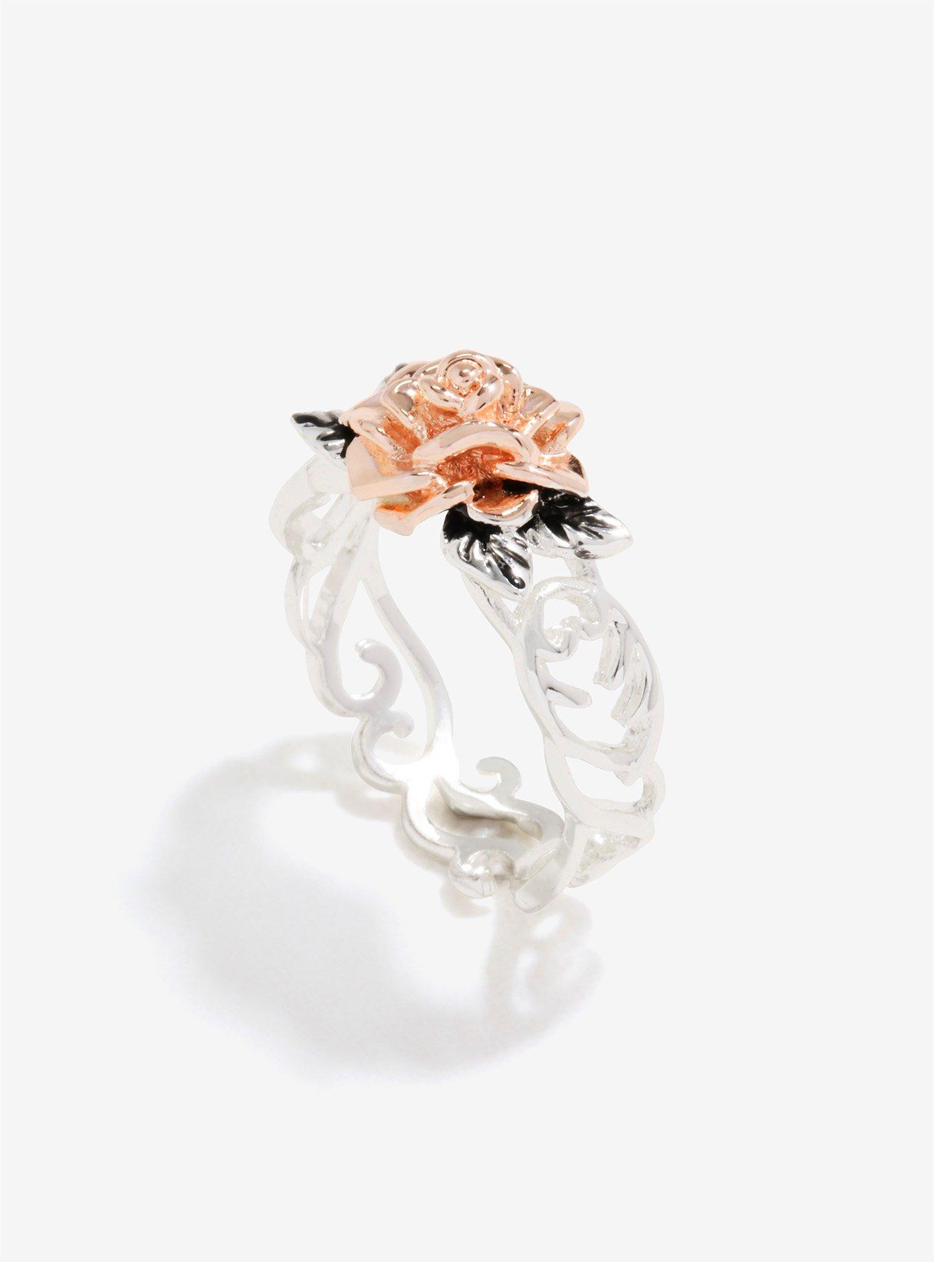 Disney Beauty And The Beast Rose Gold Two-Tone Ring Size 6, , alternate