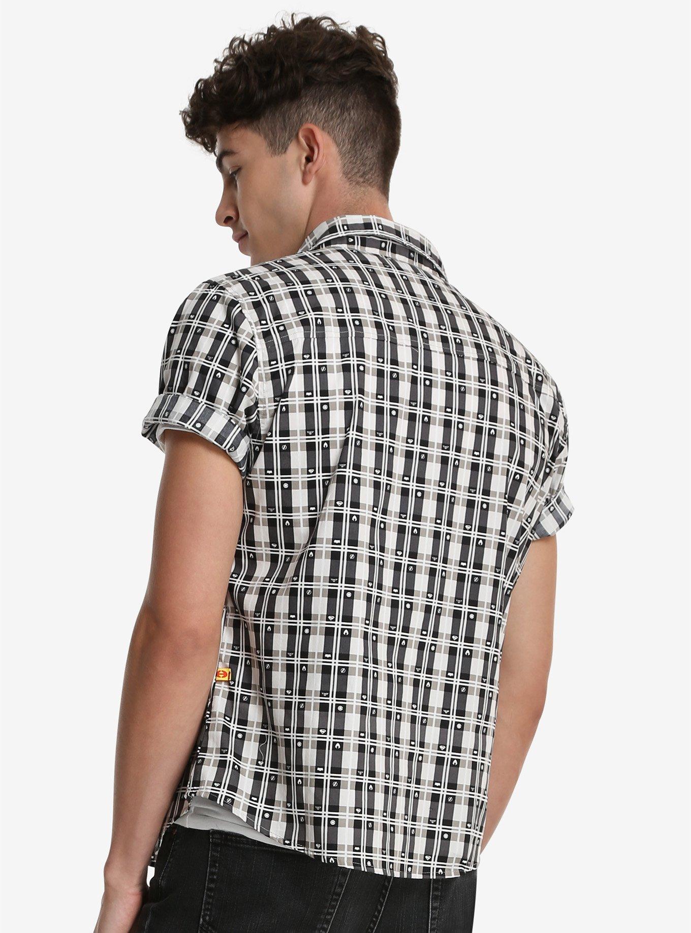 Hero Within DC Comics Justice League Plaid Woven Button-Up, , alternate
