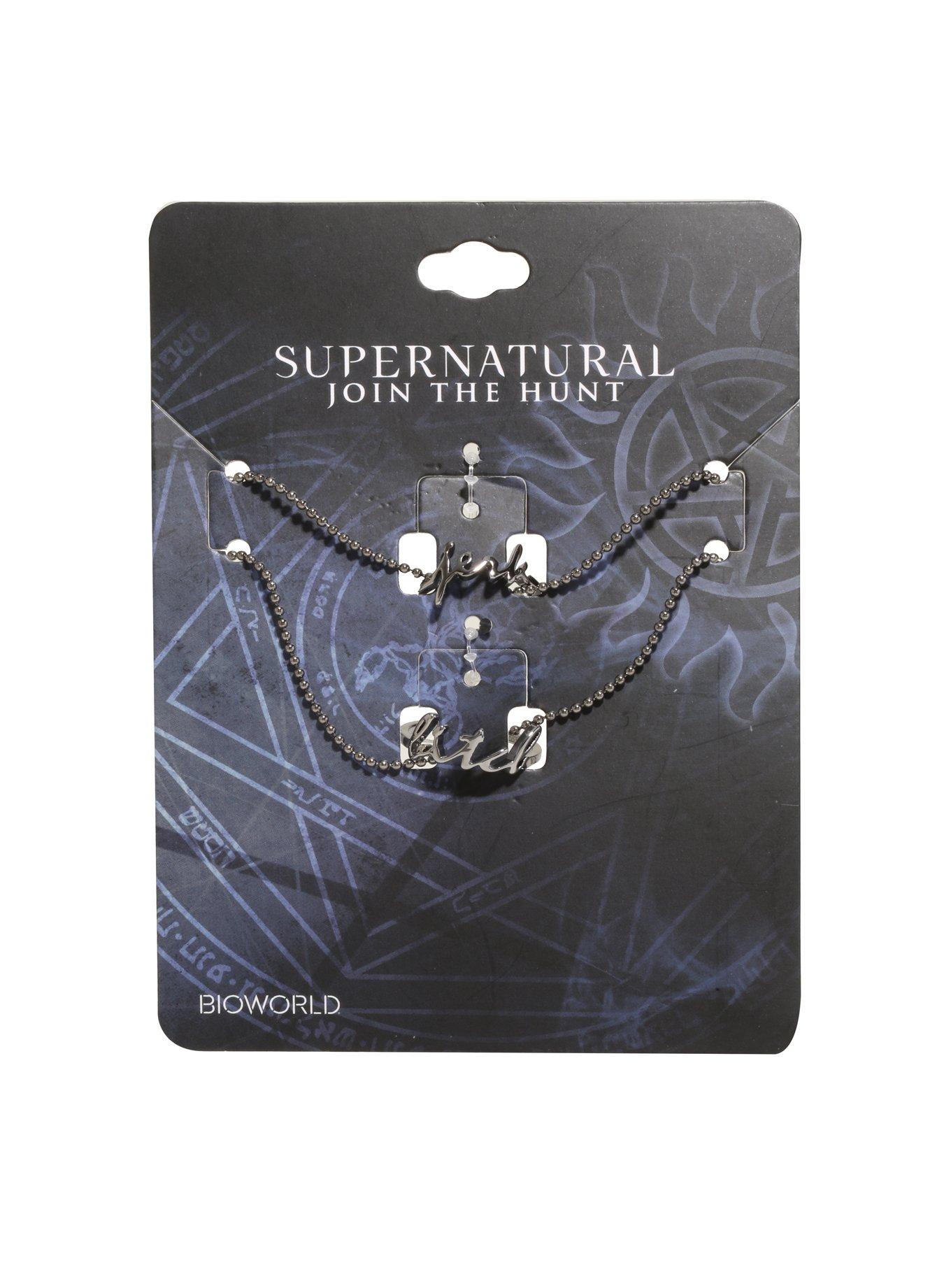 Supernatural Jerk & Bitch Best Friend Ring Necklace Set, , alternate