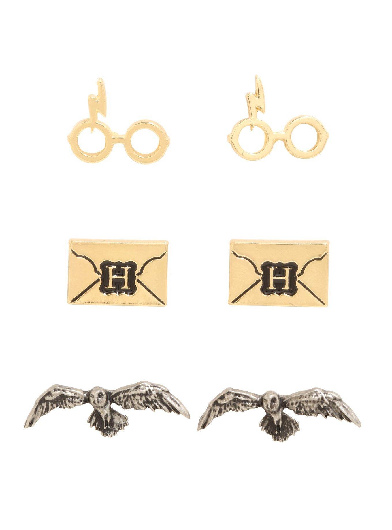 Harry Potter Hedwig Letter Glasses Earrings Set, , alternate