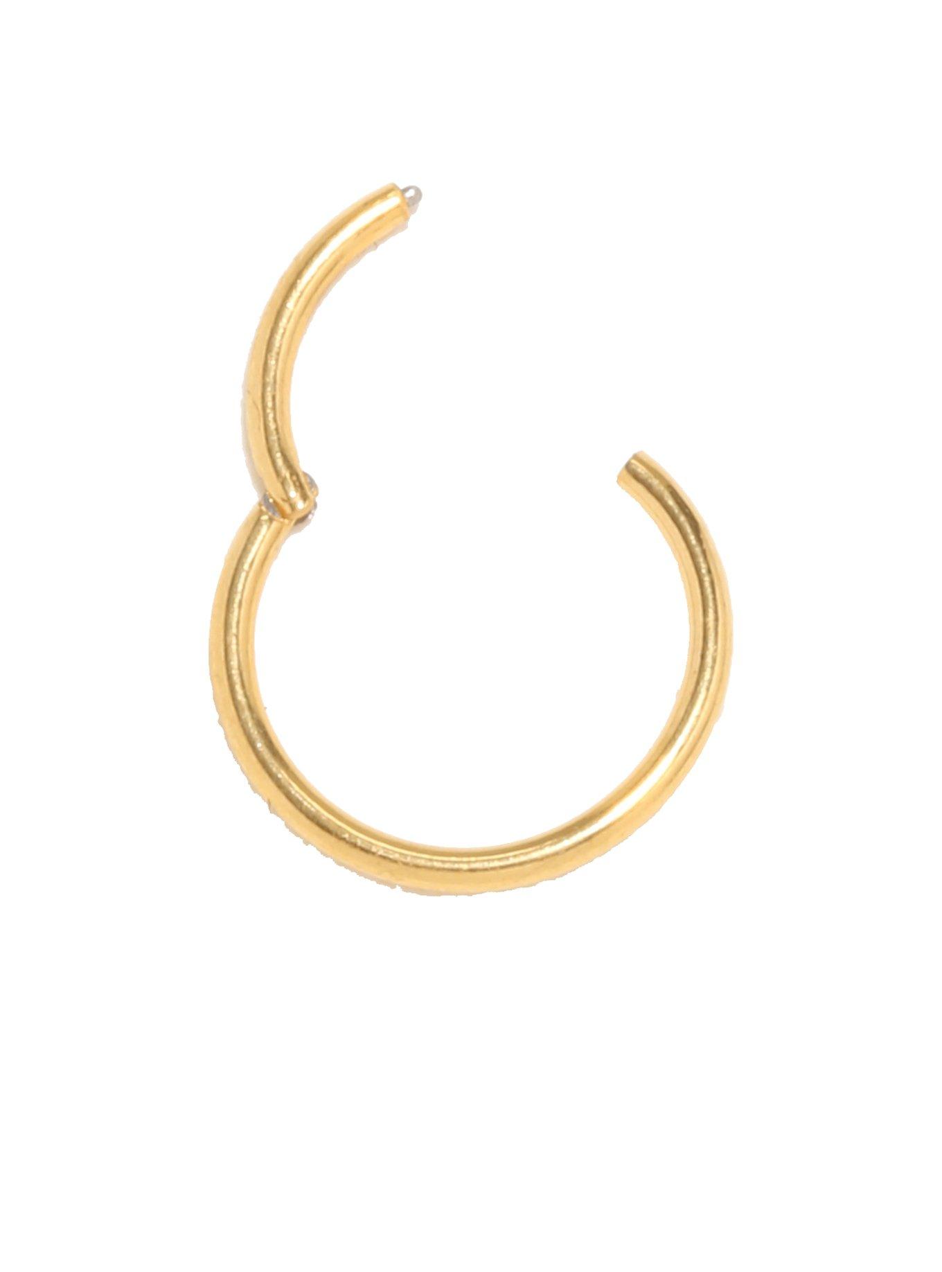 18G 3/8 Steel Basic Gold Hinge Hoop, , alternate