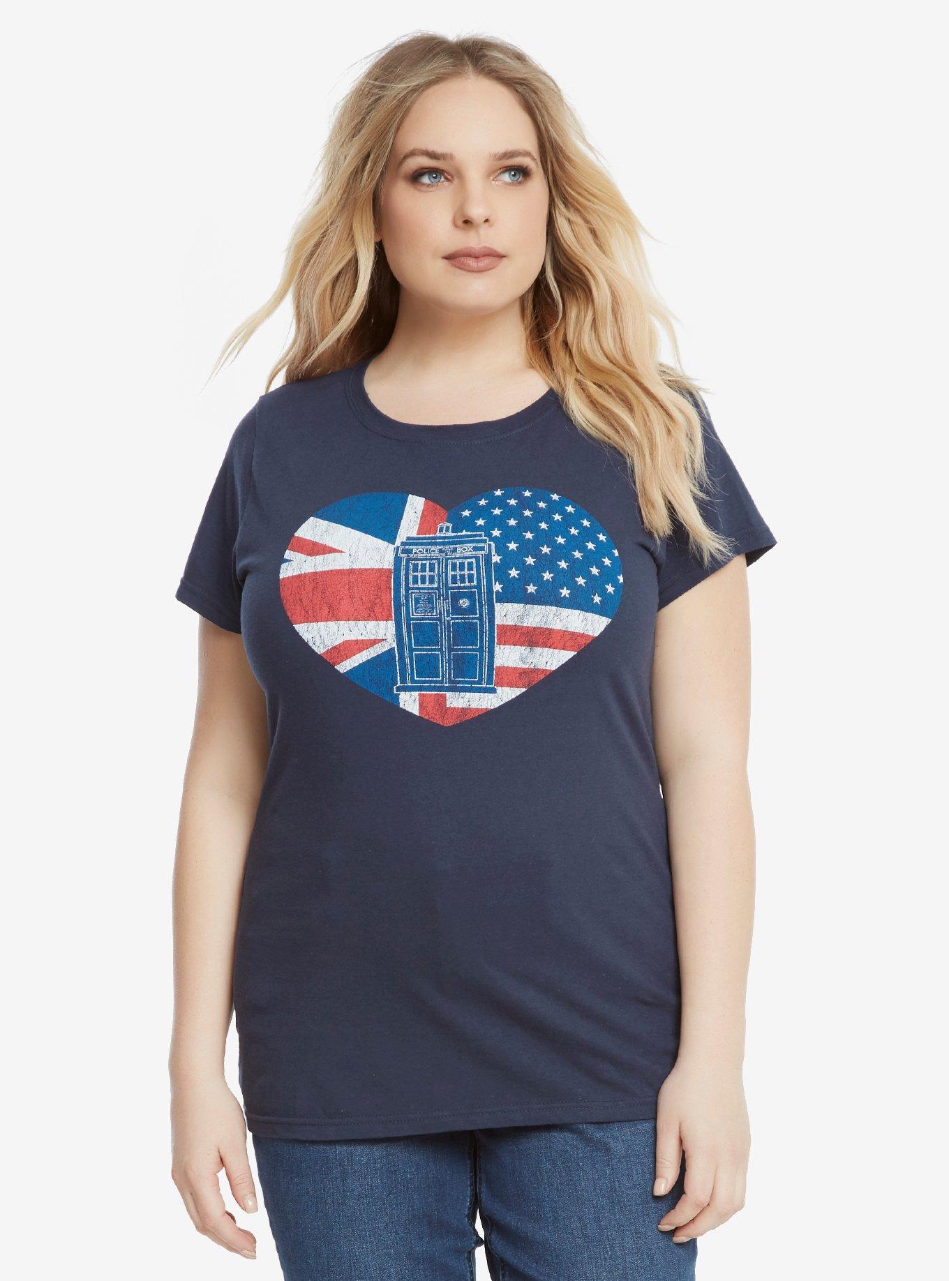Doctor Who TARDIS Heart T-Shirt Extended Size, , alternate