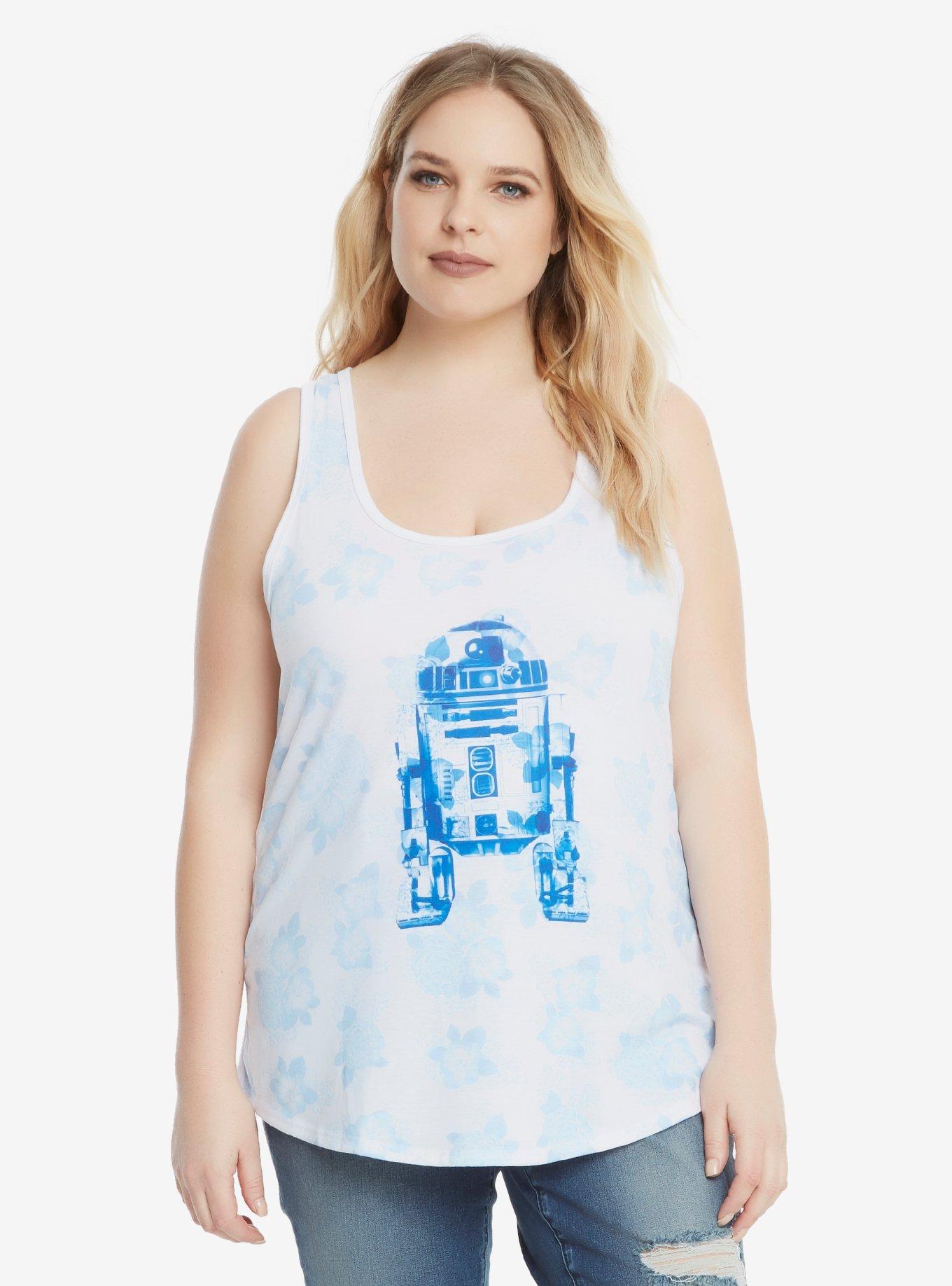 Star Wars R2-D2 Blue Floral Sublimation Tank Top Extended Size, , alternate