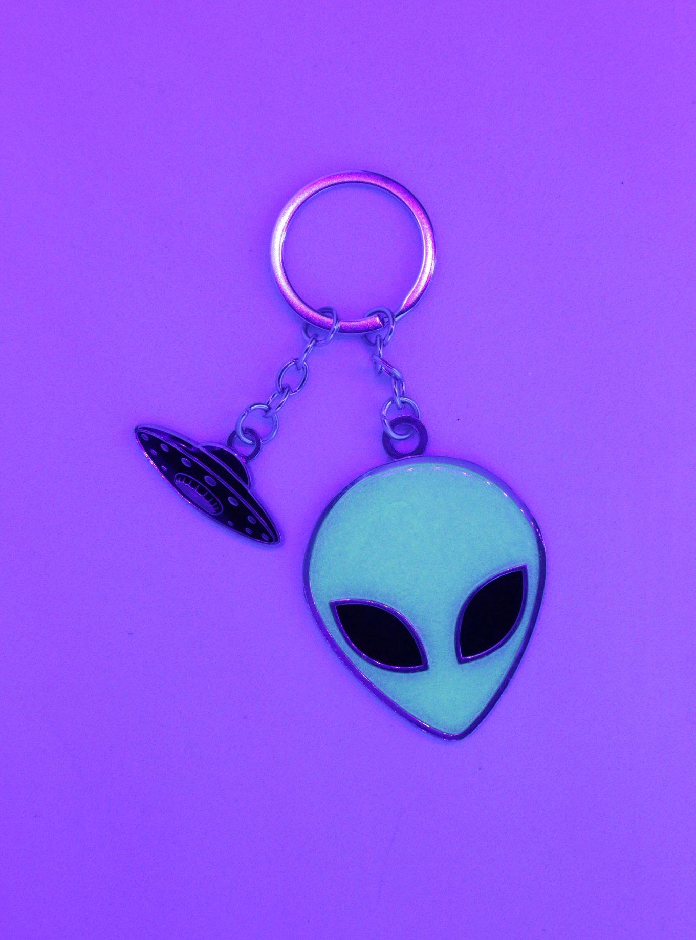 Alien Face UFO Enamel Key Chain, , alternate