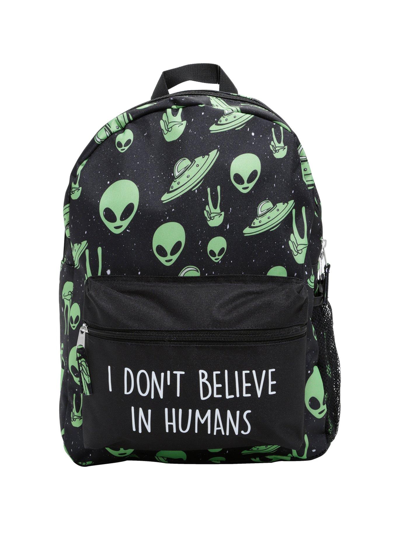 Alien I Don't Believe In Humans Backpack, , alternate