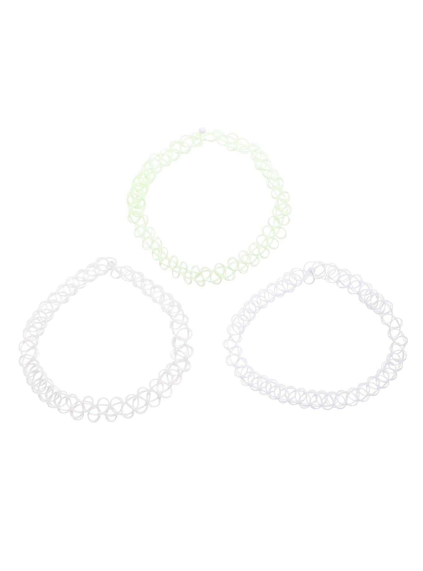 Blackheart Mint White & Clear Tattoo Choker Set, , alternate