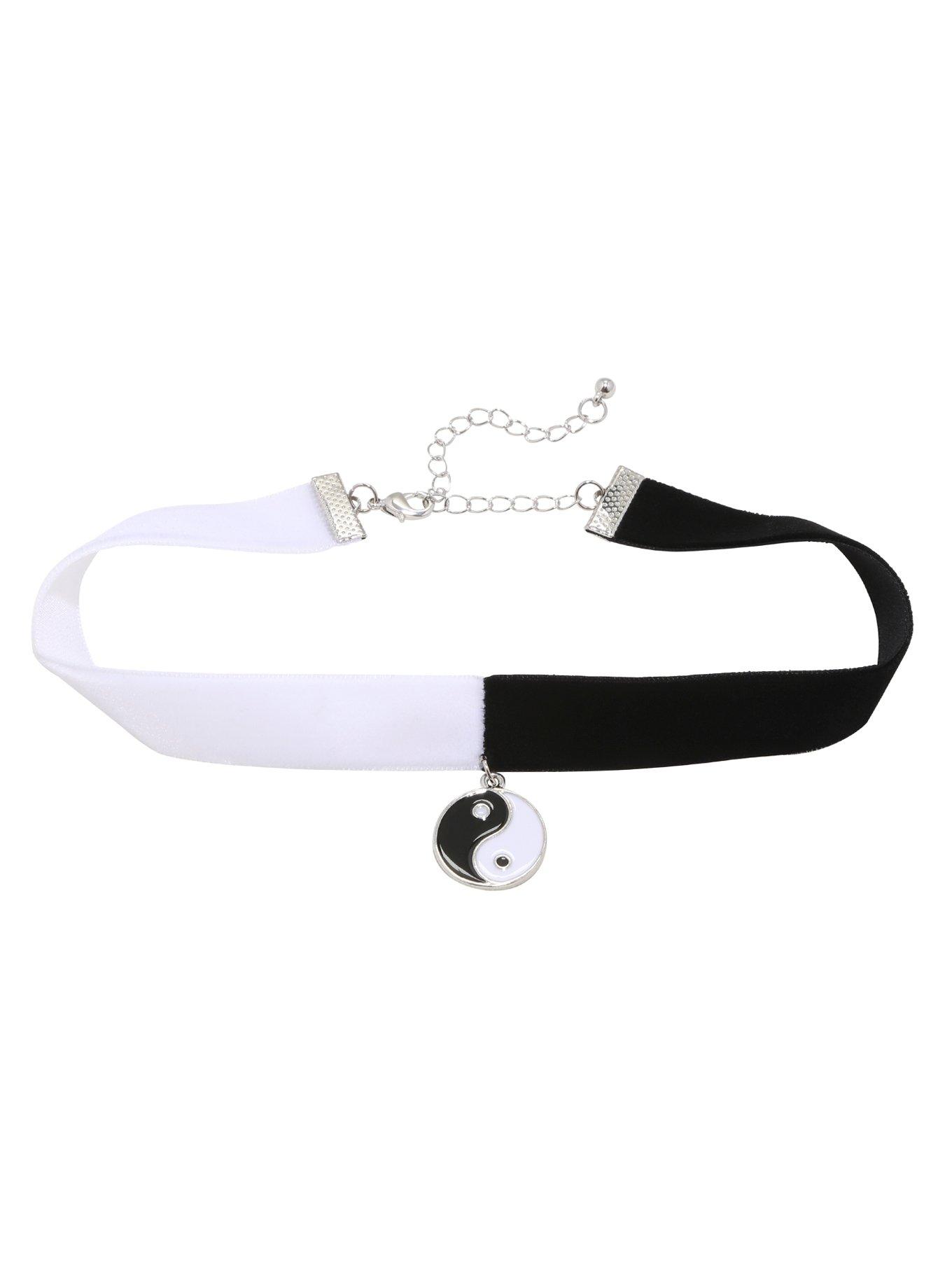 Blackheart Black & White Velvet Yin-Yang Choker, , alternate